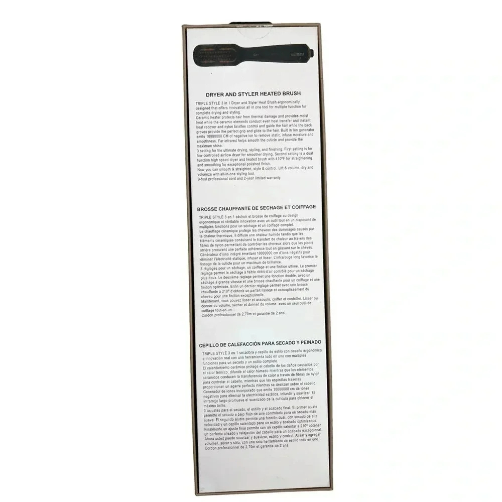 Triple Style Heated Brush 3 in 1 Styler + Dryer NEW and SEALED. - Picture 8 of 9